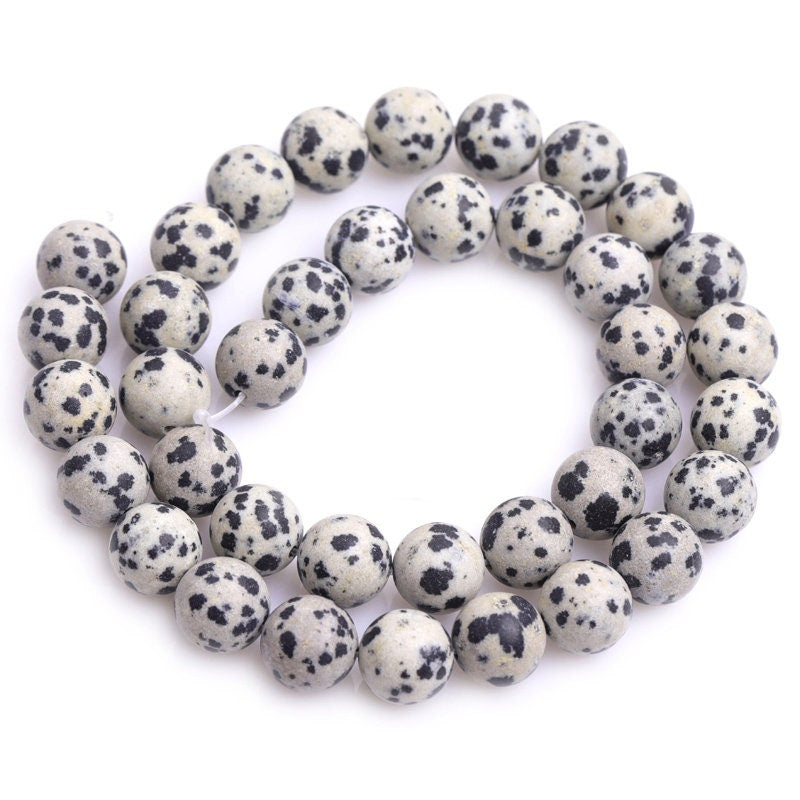 Dalmation Jasper mat, naturlig ædelsten, rund sten 4mm 6mm 8mm 10mm 12mm 15''