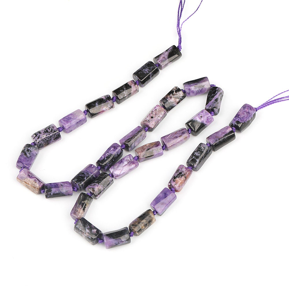 Perles tubulaires en charoïte de 8 à 12 mm