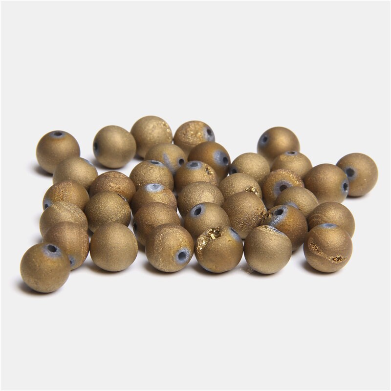 Gold Druzy Agate 6mm 8mm 10mm 12mm 14mm