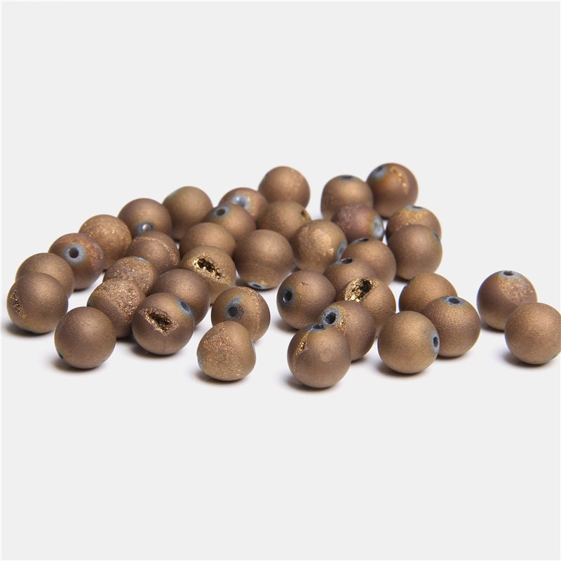 Bronze Druzy Agate Beads 6mm 8mm 10mm 12mm 14mm