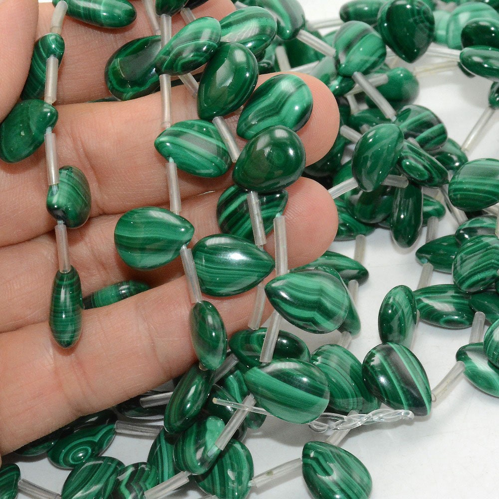 Perles en forme de larme de malachite véritable 10x14mm 13x18mm 15x20mm 15''