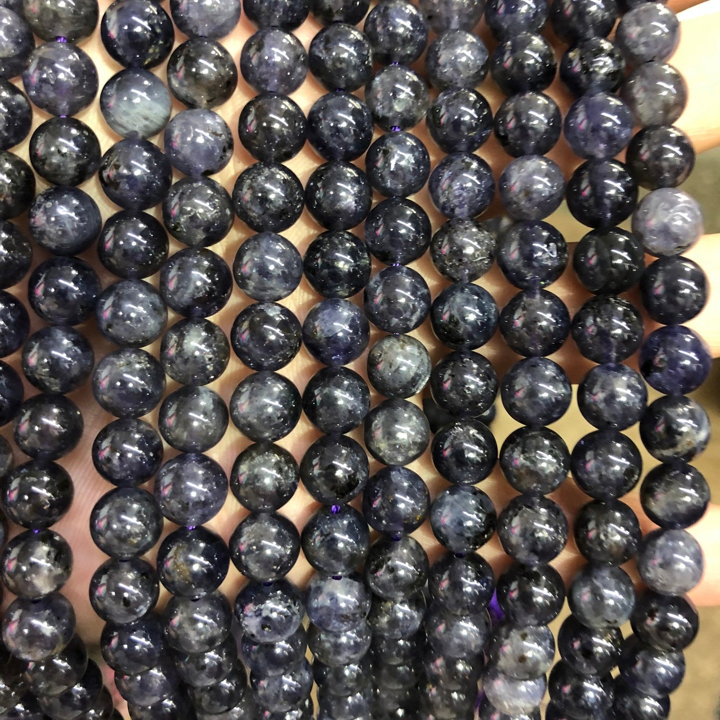 Perles en pierre d'iolite véritable 4 mm, 6 mm, 8 mm, 10 mm, 15 pouces