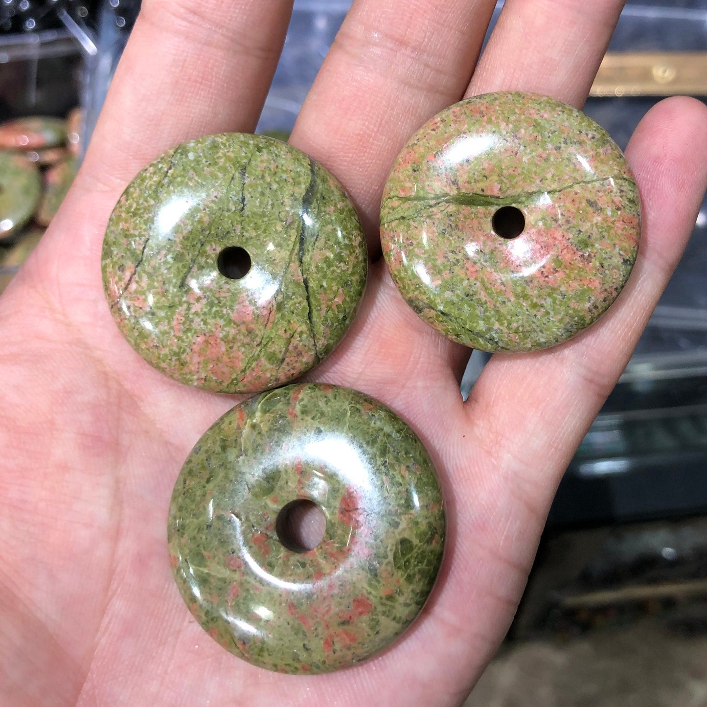 Unakite Donut Pendant 30mm 35mm 1pc