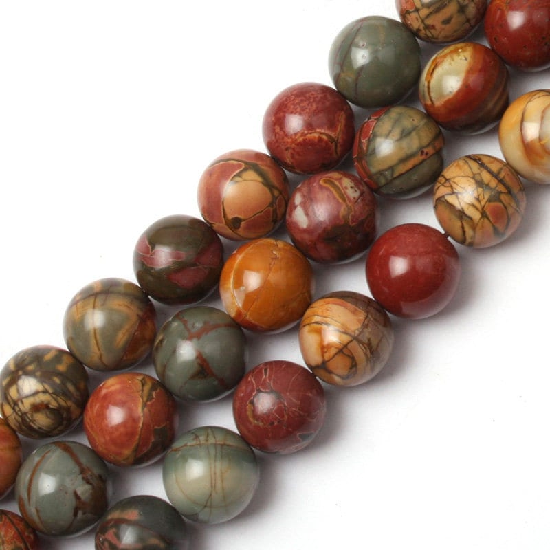 Red Picasso Jasper , Natural Gemstone Round Loose Stone 4mm 6mm 8mm 10mm 12mm 15''