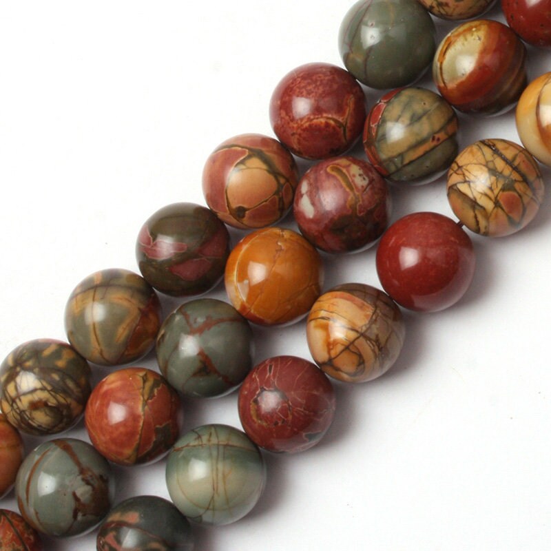 Red Picasso Jasper , Natural Gemstone Round Loose Stone 4mm 6mm 8mm 10mm 12mm 15''