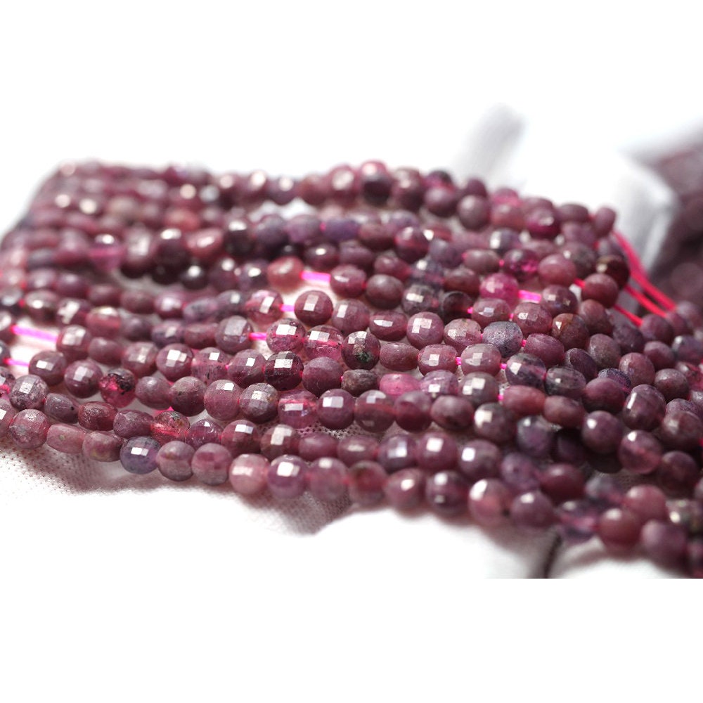 Ruby Coin Faceted Beads  4mm 15''