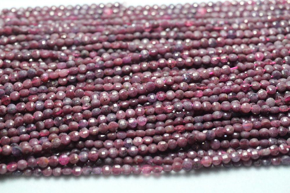 Perles à facettes en rubis 4 mm 15''