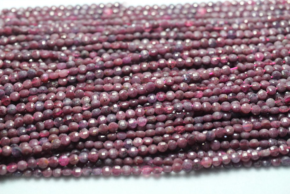 Ruby Coin Faceted Beads  4mm 15''