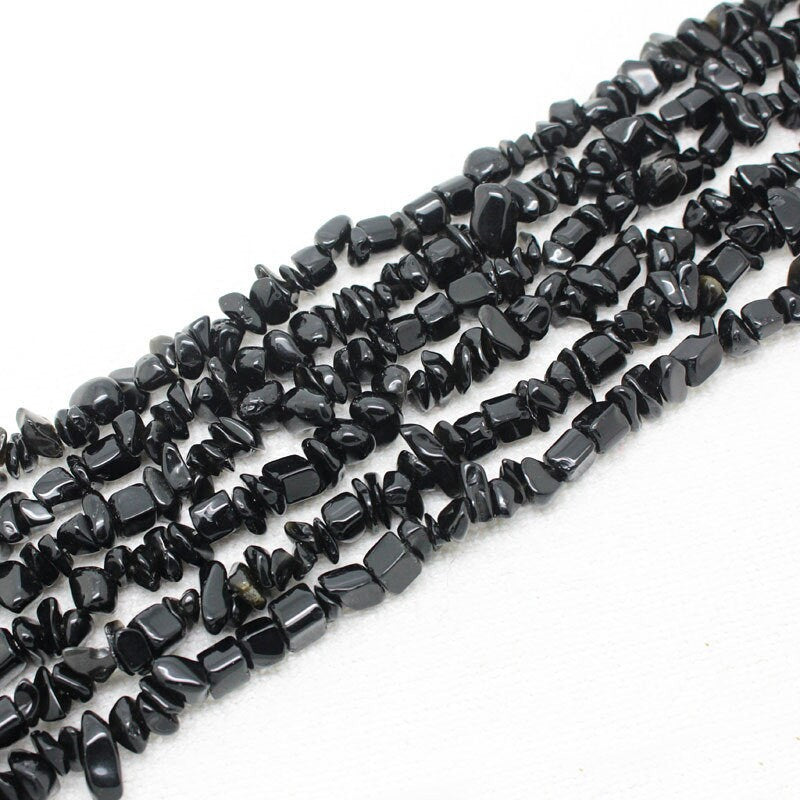 Perles de pépites de tourmaline noire 4-10 mm 32''