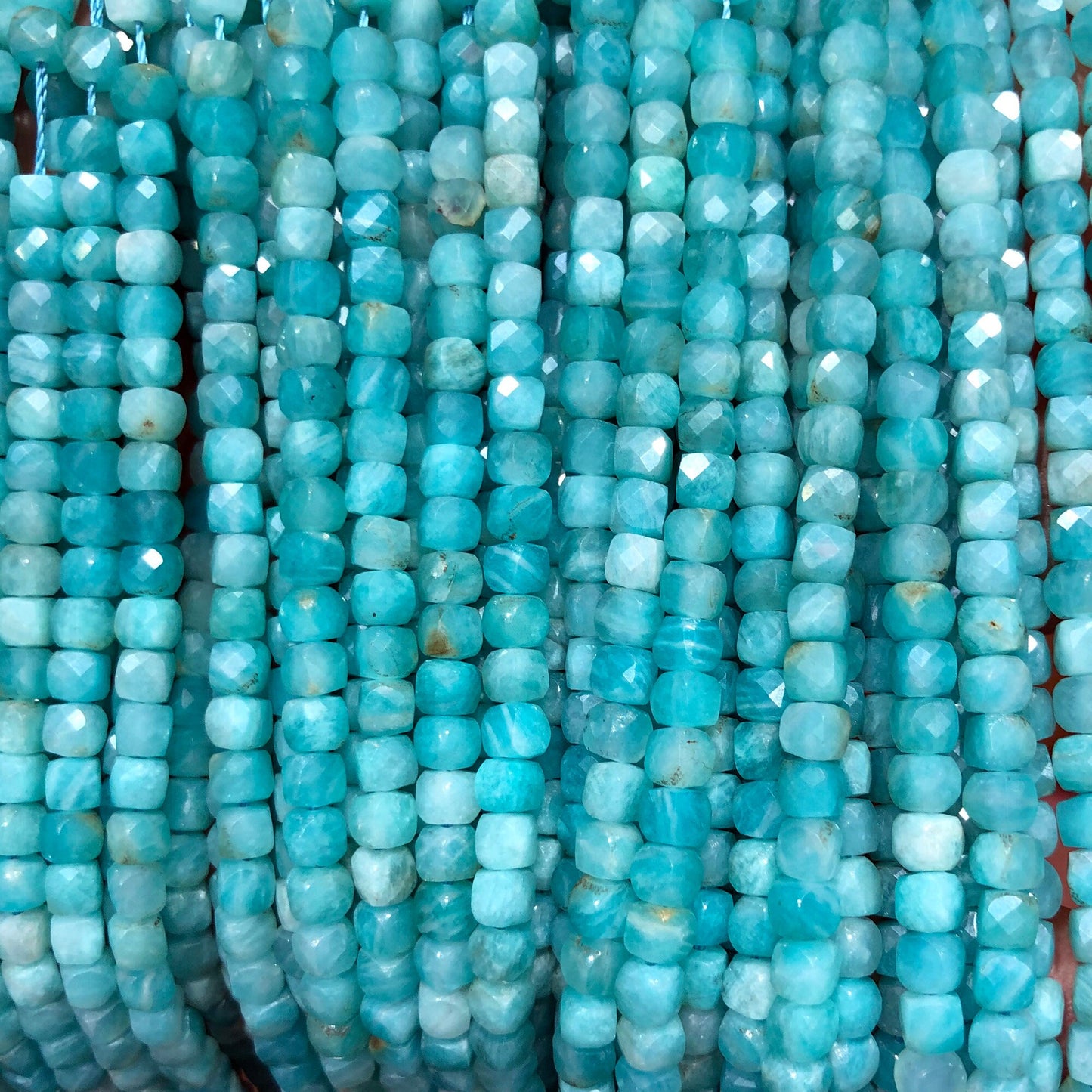 Amazonite Cube Faceted Beads 4mm