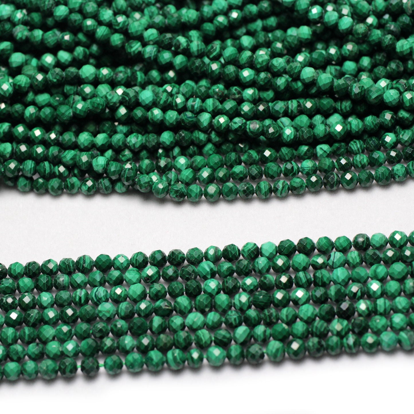 Genuine Malachite Faceted Beads 2mm 3mm 4mm 15''