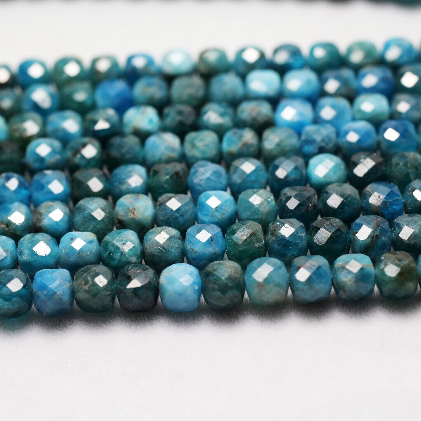 Apatite Cube Faceted Beads 4-5mm 15''