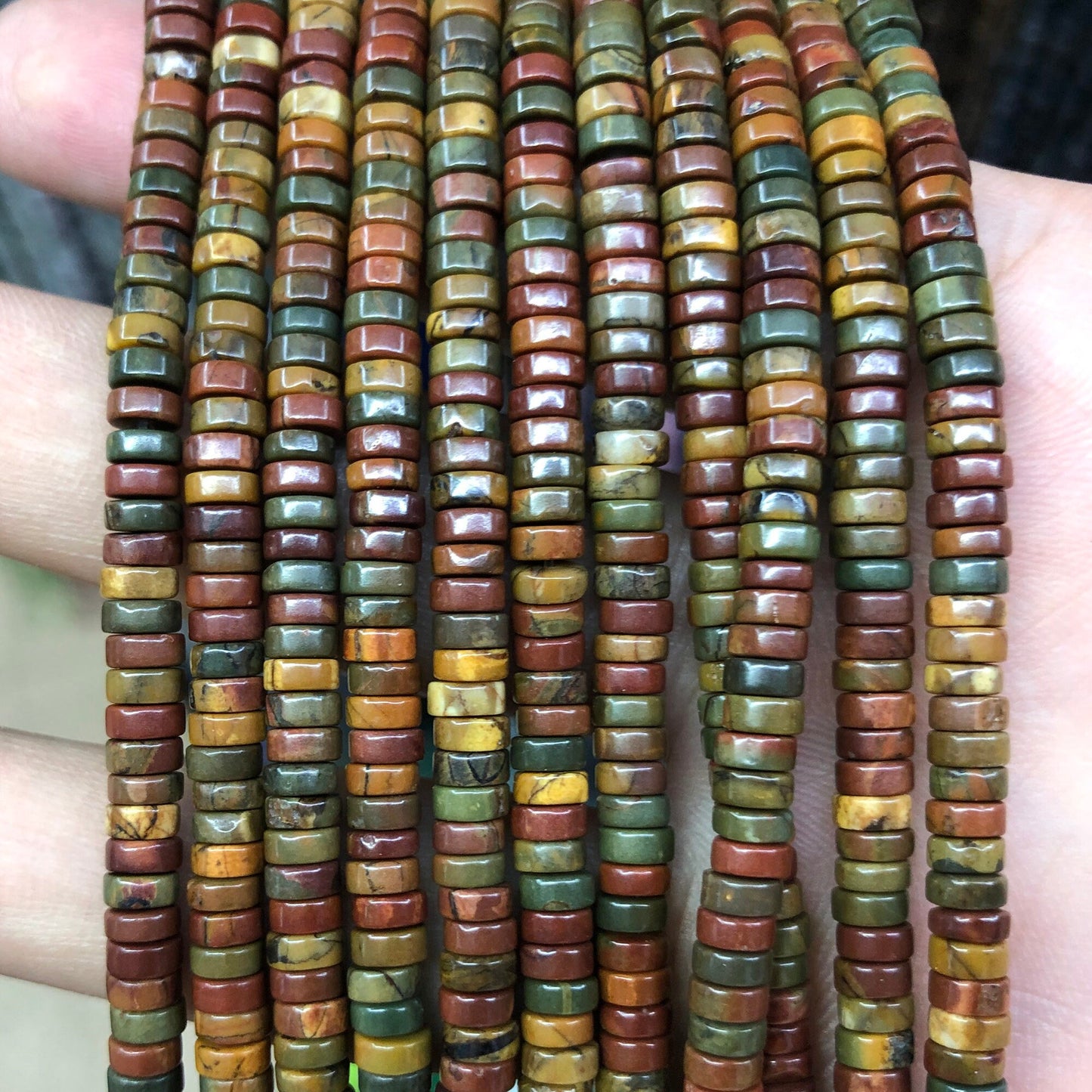 2x4mm Picasso Jasper Rondelle Beads 15''