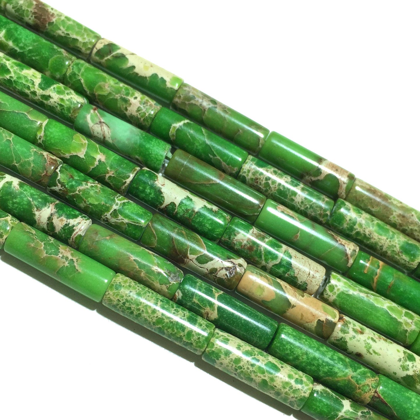 4x13 mm Grøn Impression Jasper Tube Beads 15''