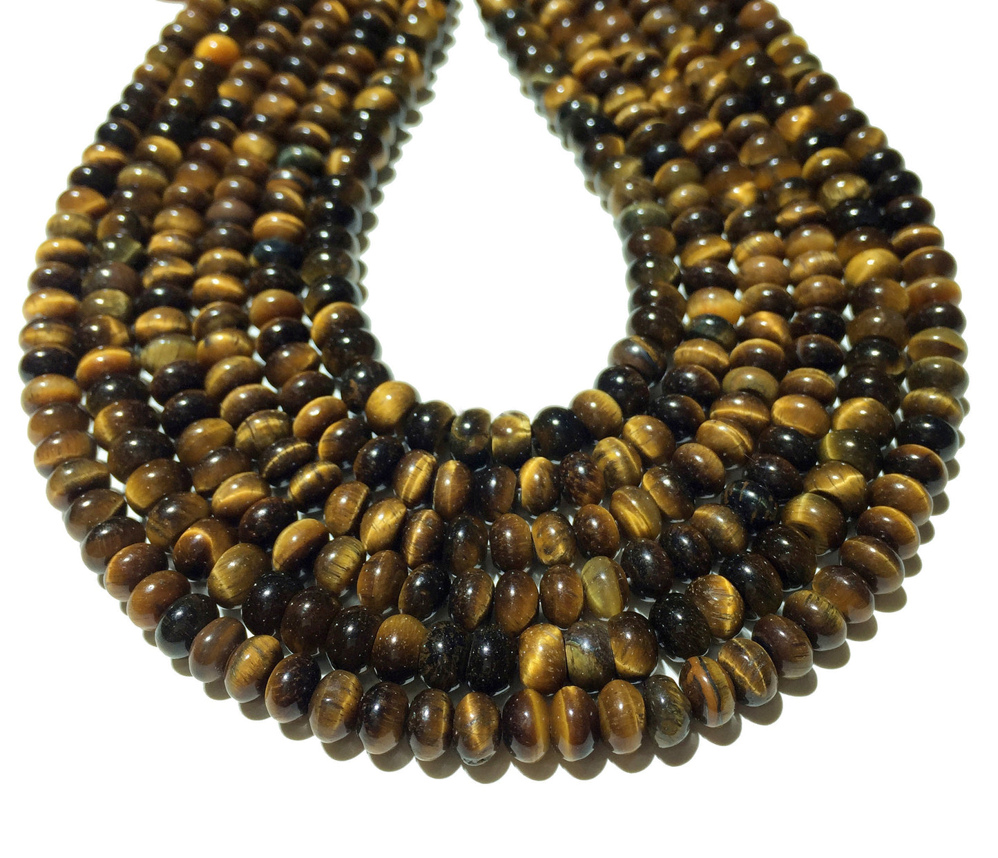 Yellow Tiger Eye Rondelle Beads Natural Gemstone Beads 4x6mm 5x8mm 15''