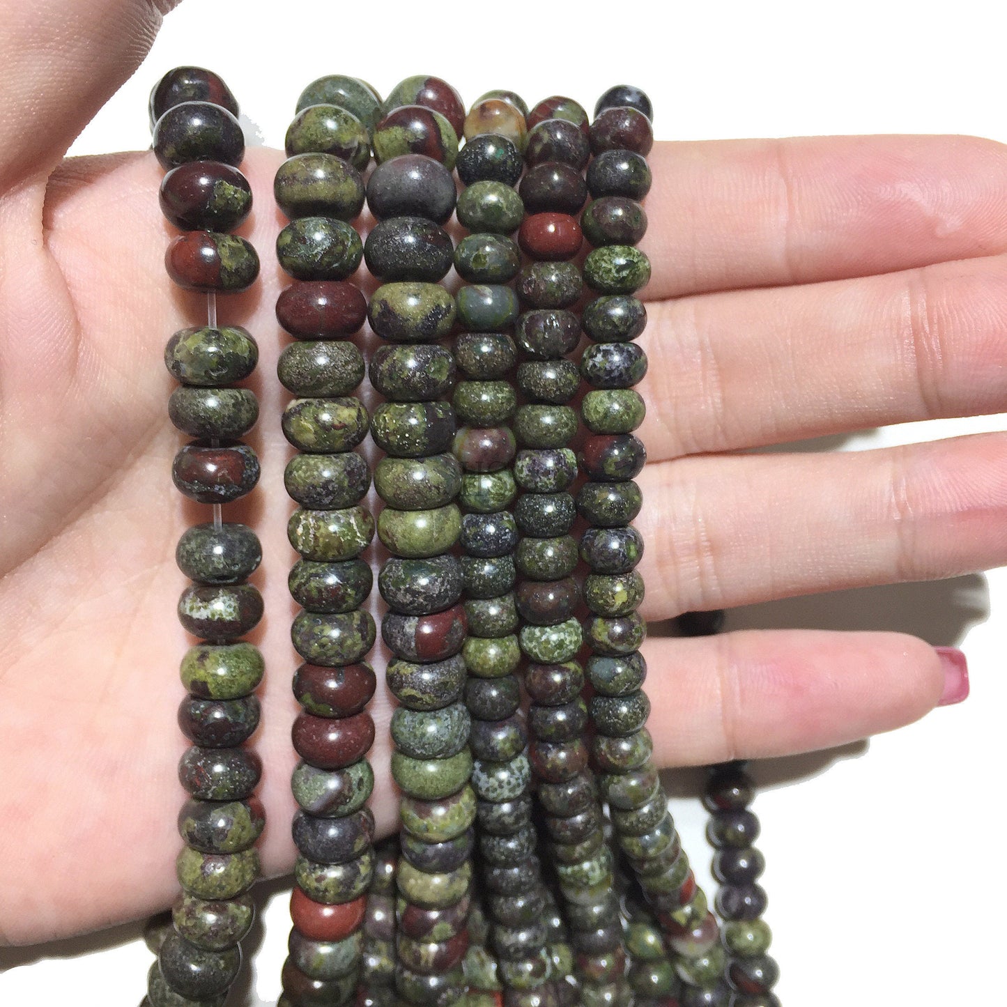 Dragon Bloodstone Rondelle Beads 4x6mm 5x8mm 15''