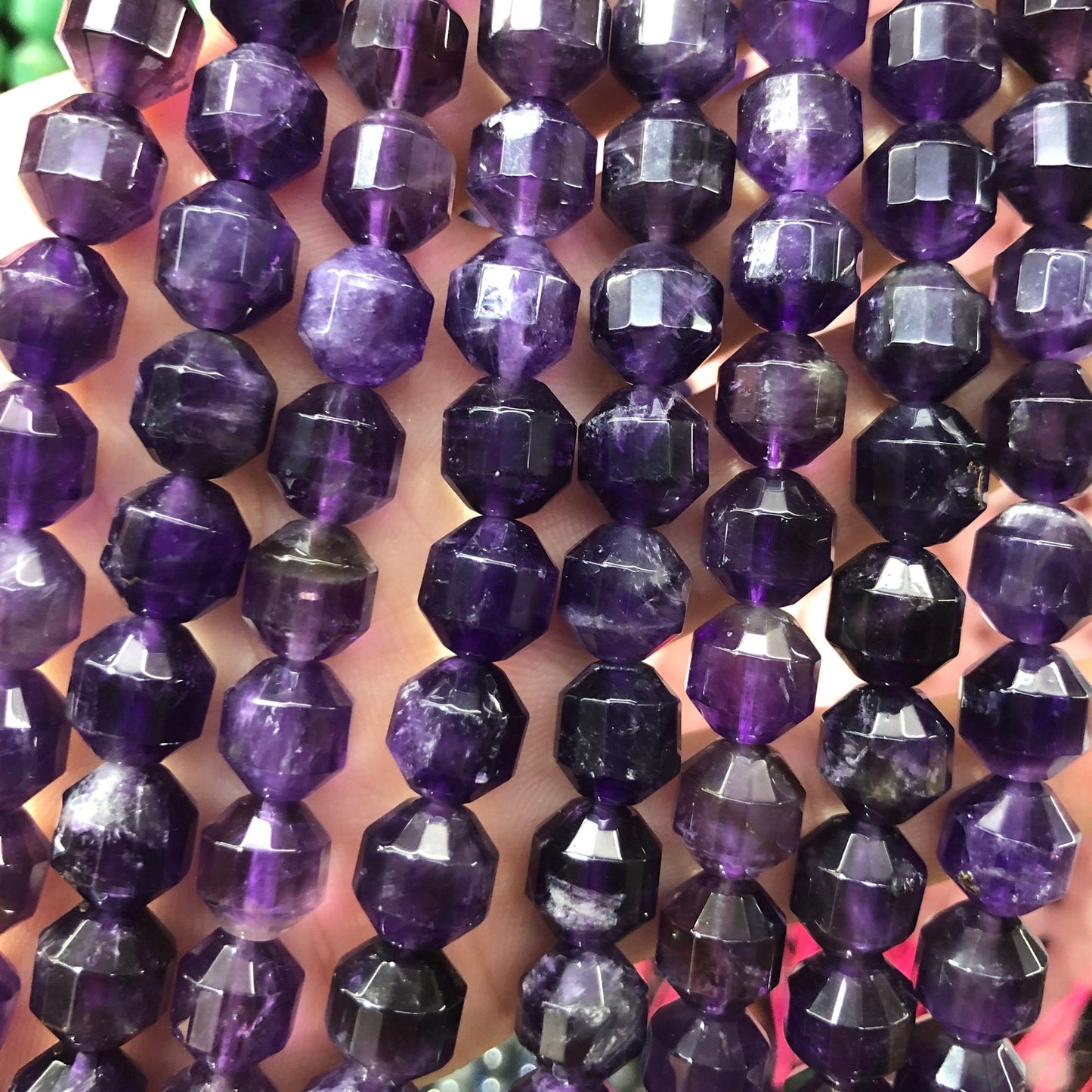 Amethyst Faceted Beads Natural Gemstone Beads 6mm 8mm 10mm 15''