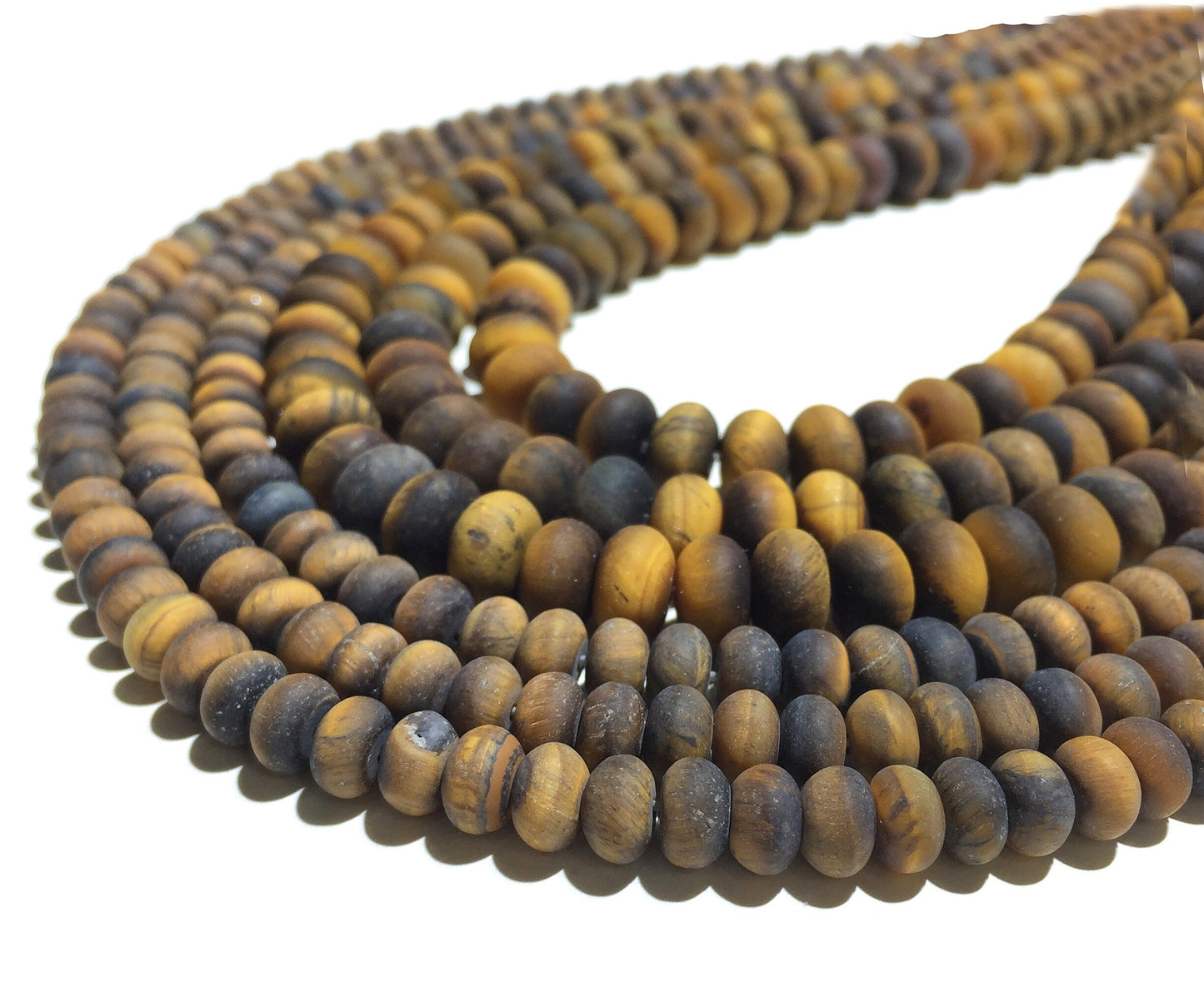 Yellow Tiger Eye Rondelle Matte Beads Natural Gemstone Beads 4x6mm 5x8mm 15''