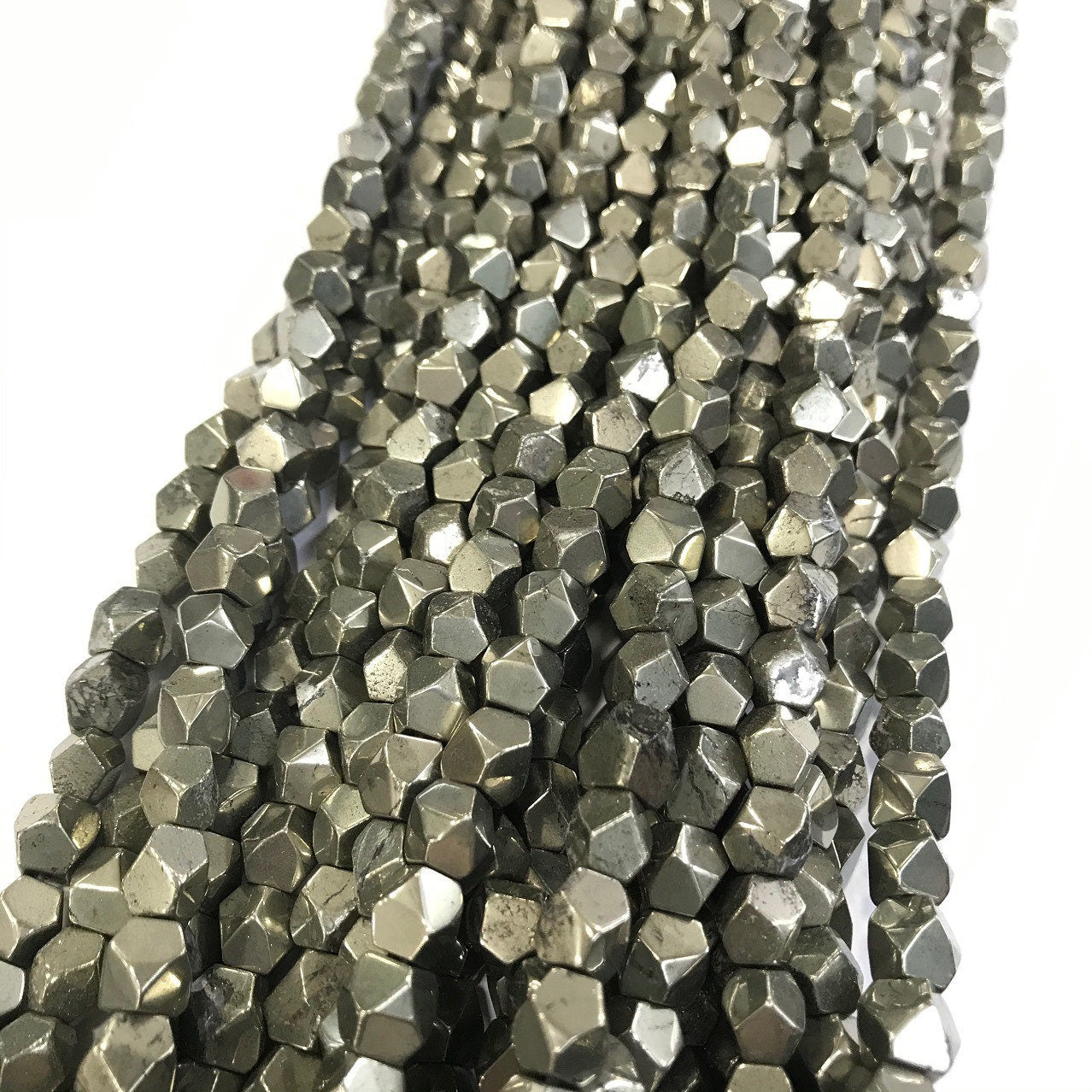 Pyrite Nugget Faceted Beads Natural Gemstone Beads 4mm 6mm 8mm 10mm 15''