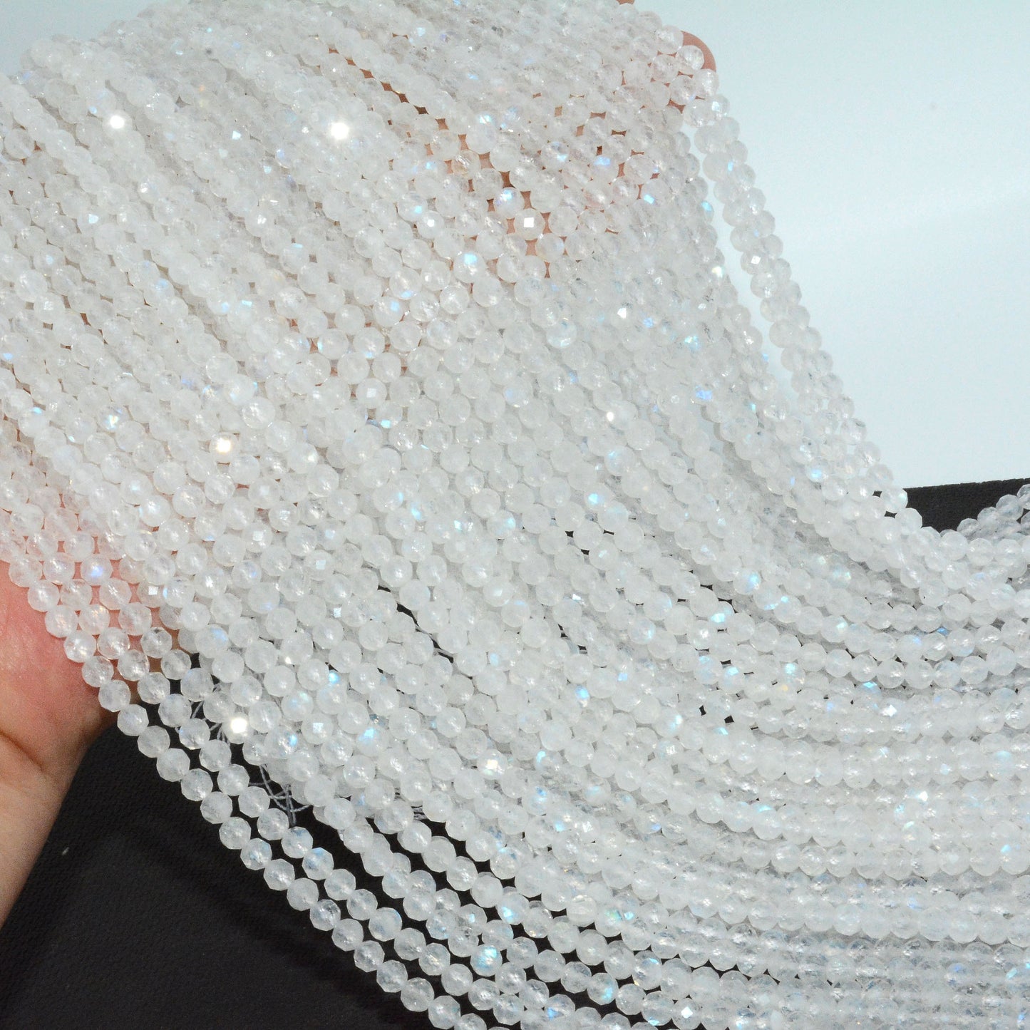 4mm White Moonstone Faceted Beads Nice Cut 15''