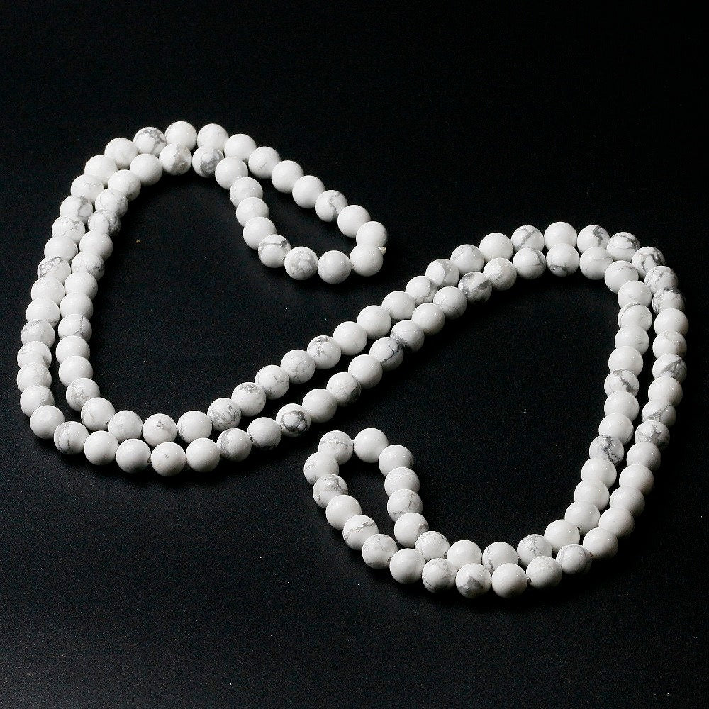 Mala Necklace Howlite Necklace 8mm 30''