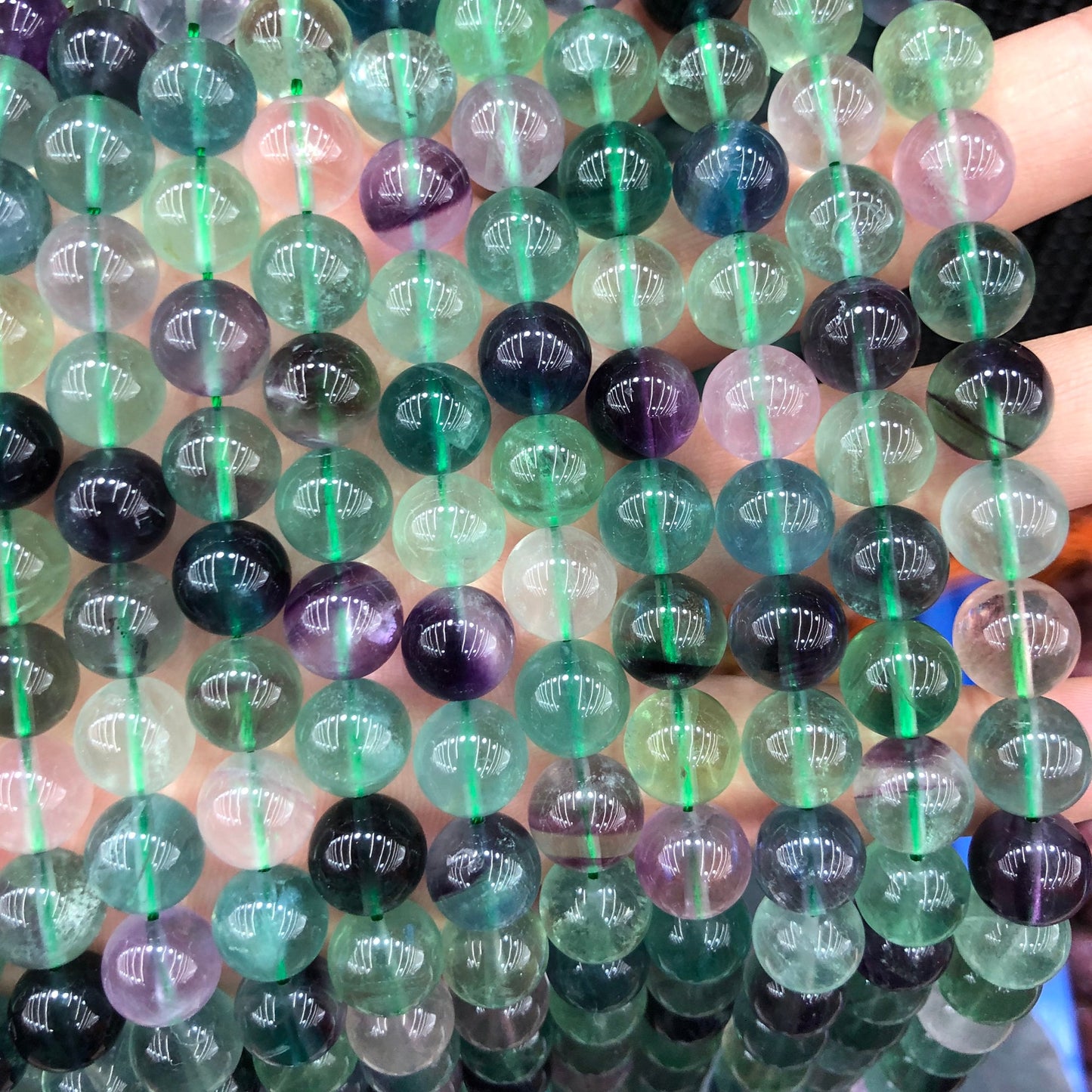 A+ Green Purple Fluorite Beads Natural Gemstone Beads 4mm 6mm 8mm 10mm 12mm 15''