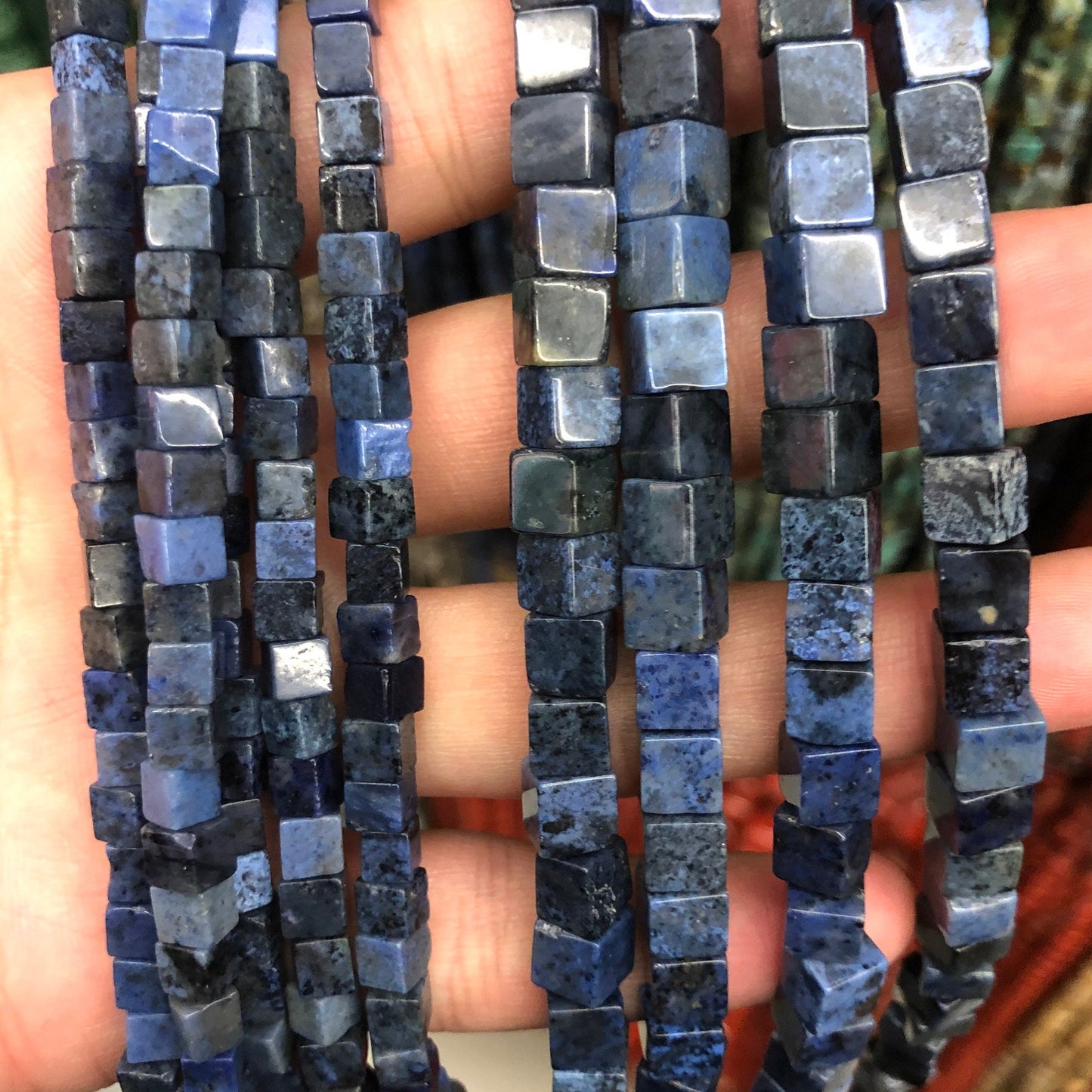 Dumortierite Stone Cube Beads 4mm 6mm 15''