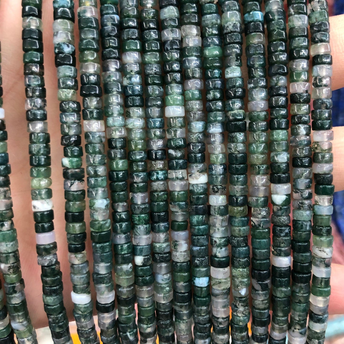 2x4mm Moss Agate Rondelle Beads 15''