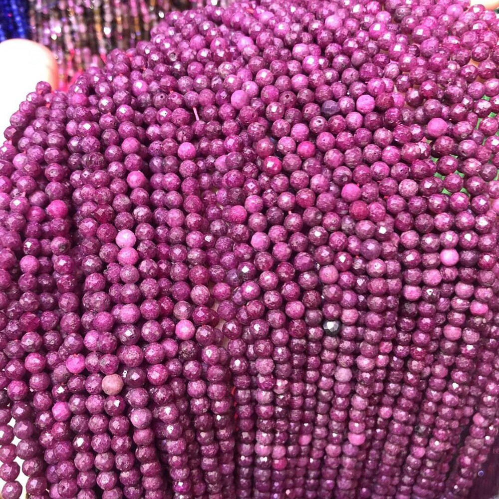 Ruby Faceted Beads 2mm 3mm 4mm 15''