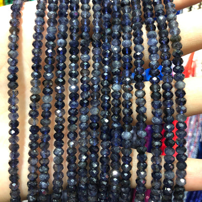 Iolite Faceted Rondelle Beads  2x3mm 3x4mm 15''