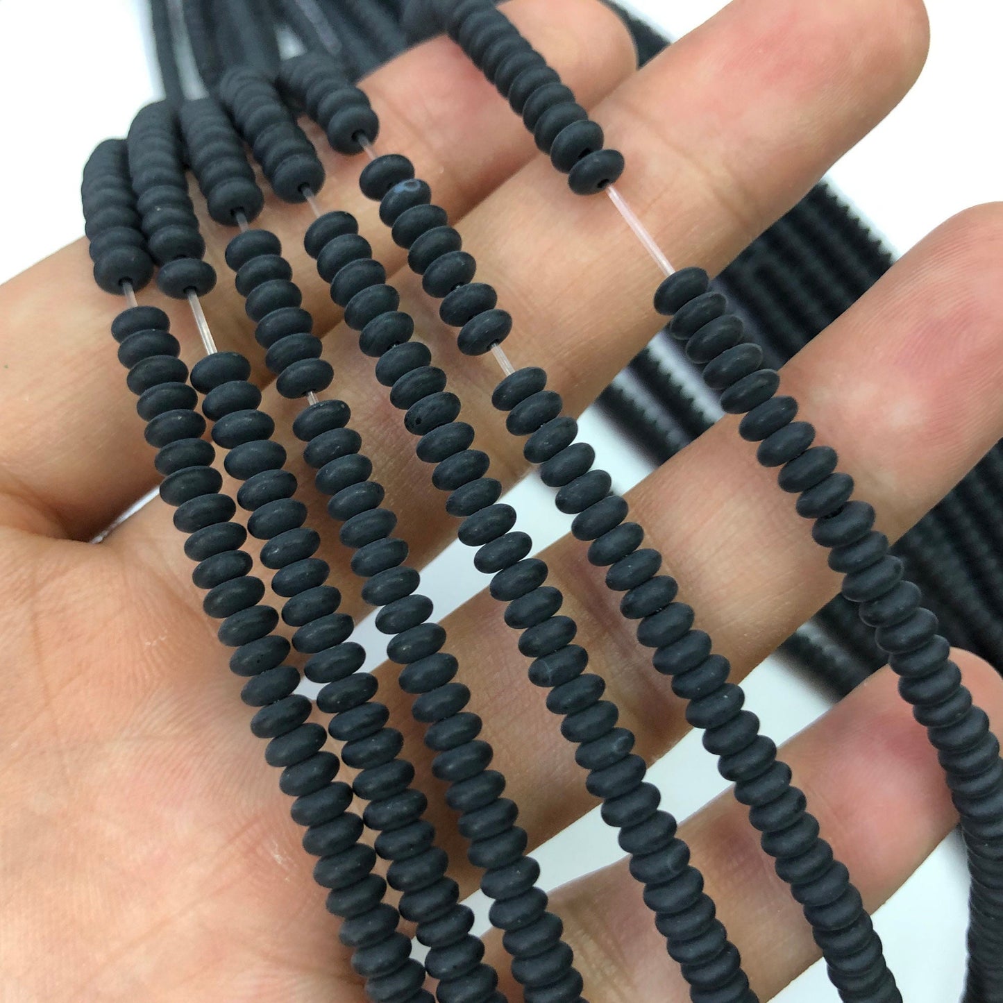 Perles rondes en onyx noir mat, pierres précieuses naturelles, 2 x 4 mm, 38 cm