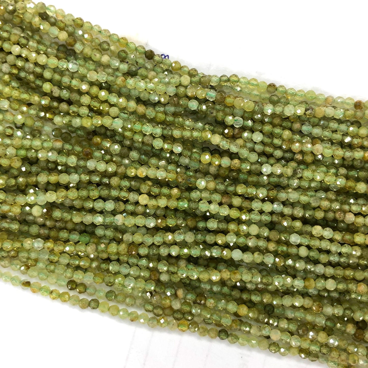 Grøn granat facetteret, naturlig ædelsten, rund ægte sten 2mm 3mm 4mm 15''