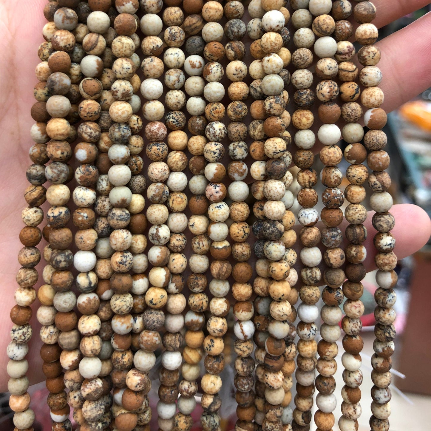 Picture Jasper Matte Beads 4mm 6mm 8mm 10mm 12mm 15''