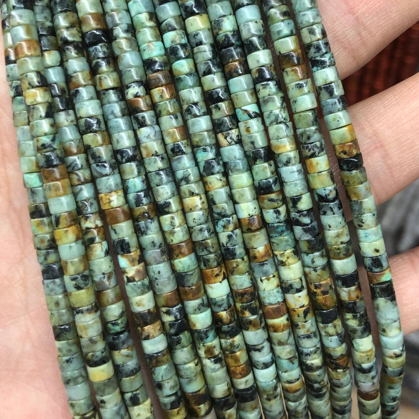 2-3x4mm African Turquoise Rondelle Beads 15''