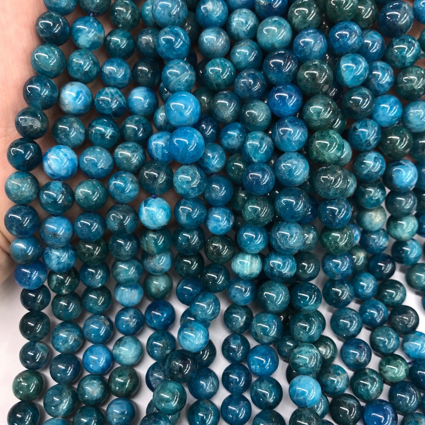 Blå apatit perler 4mm 6mm 8mm 10mm 15''