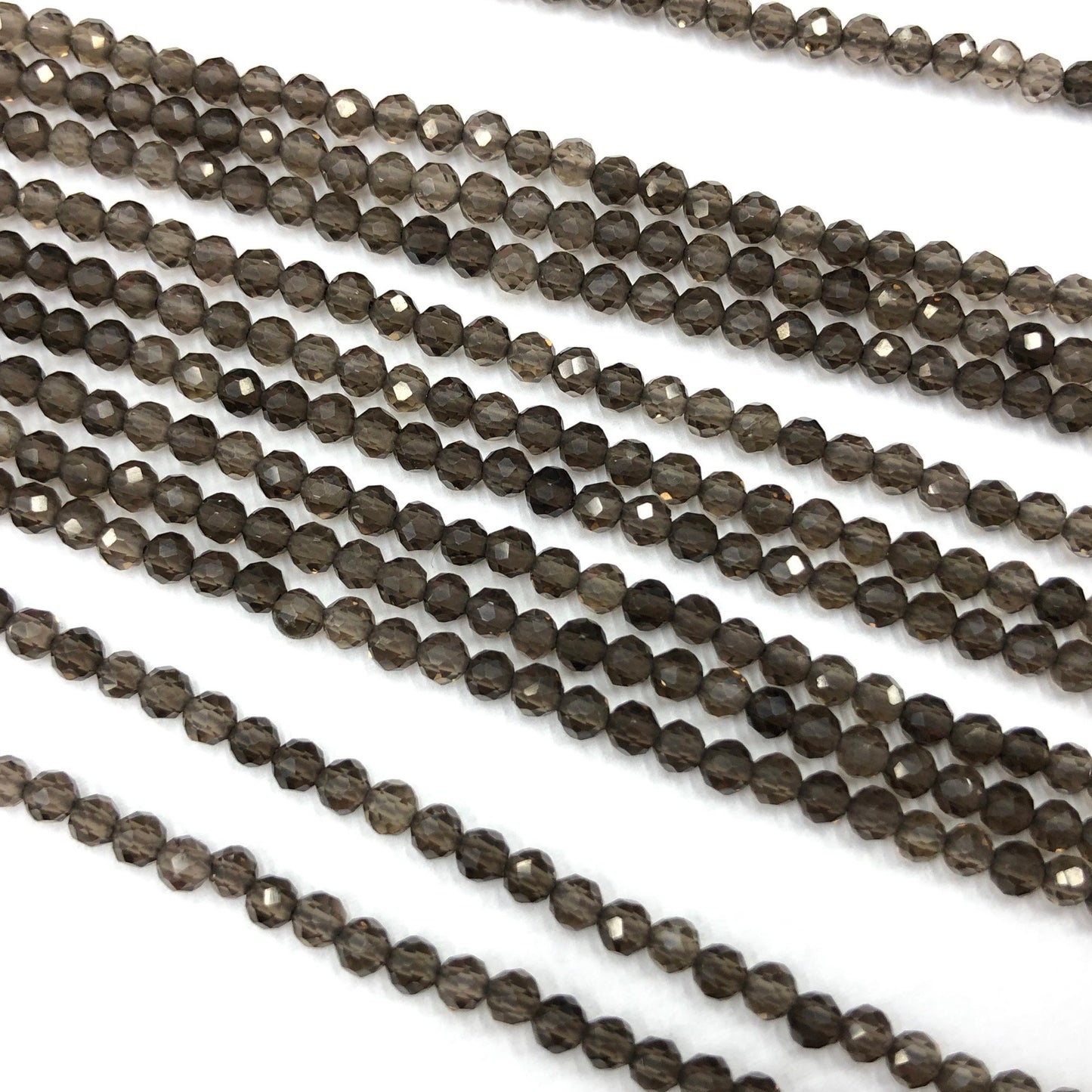 Perles à facettes en quartz fumé 2 mm 3 mm 4 mm 15''