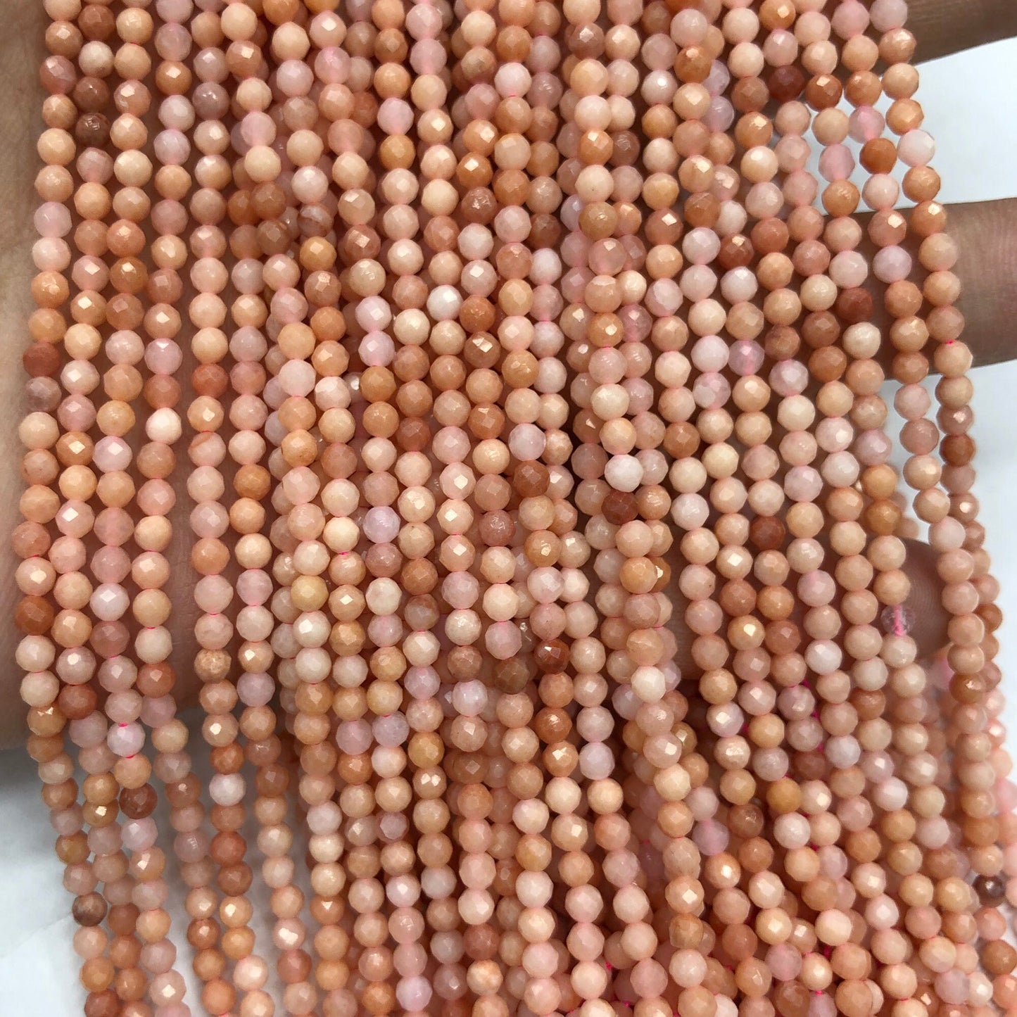 Pink Aventurine Faceted Bead, Natural Gemstone , Round Stone 2mm 3mm 4mm 15''
