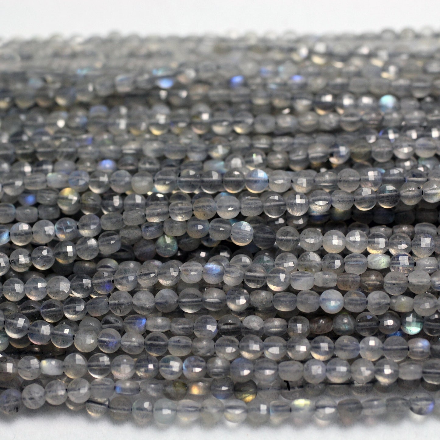 Labradorit mønt facetterede perler 4 mm 15''