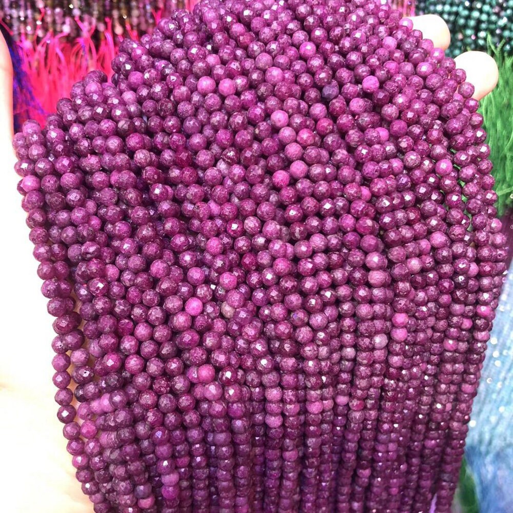 Ruby Faceted Beads 2mm 3mm 4mm 15''