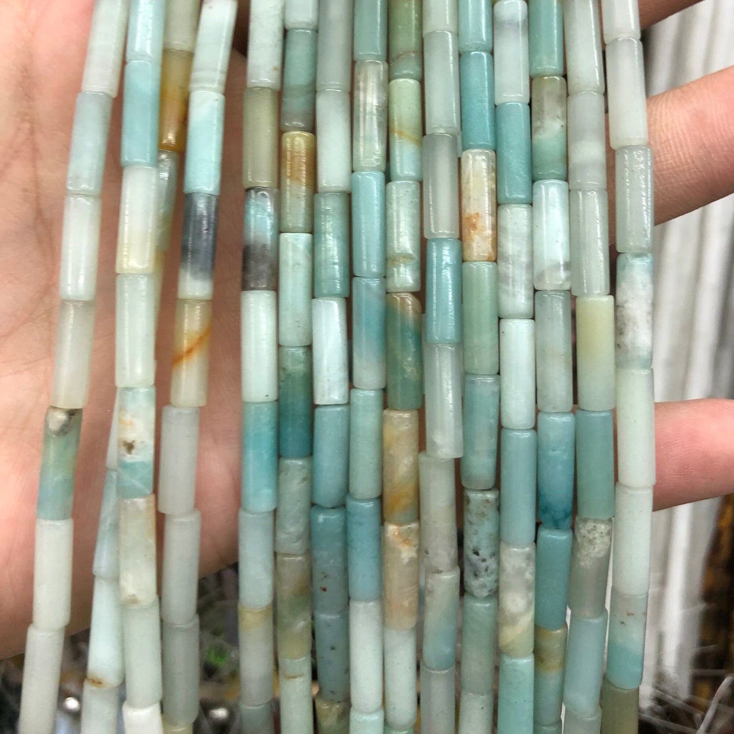 4x13mm Amazonite Tube Beads 15''