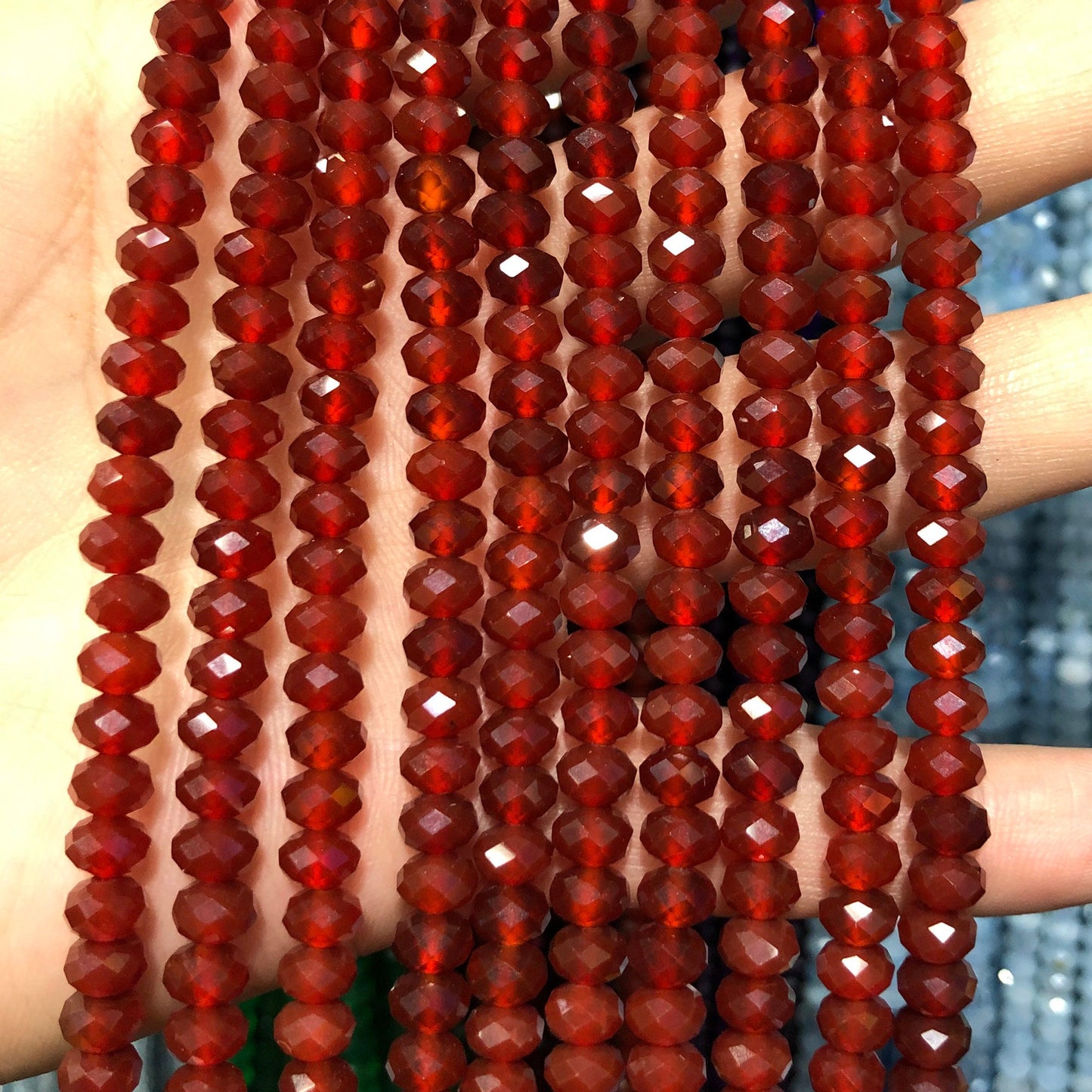 Carnelian Faceted , Natural Gemstone ,  Nice Cut Rondelle Stone  2x3mm 4x6mm 15''