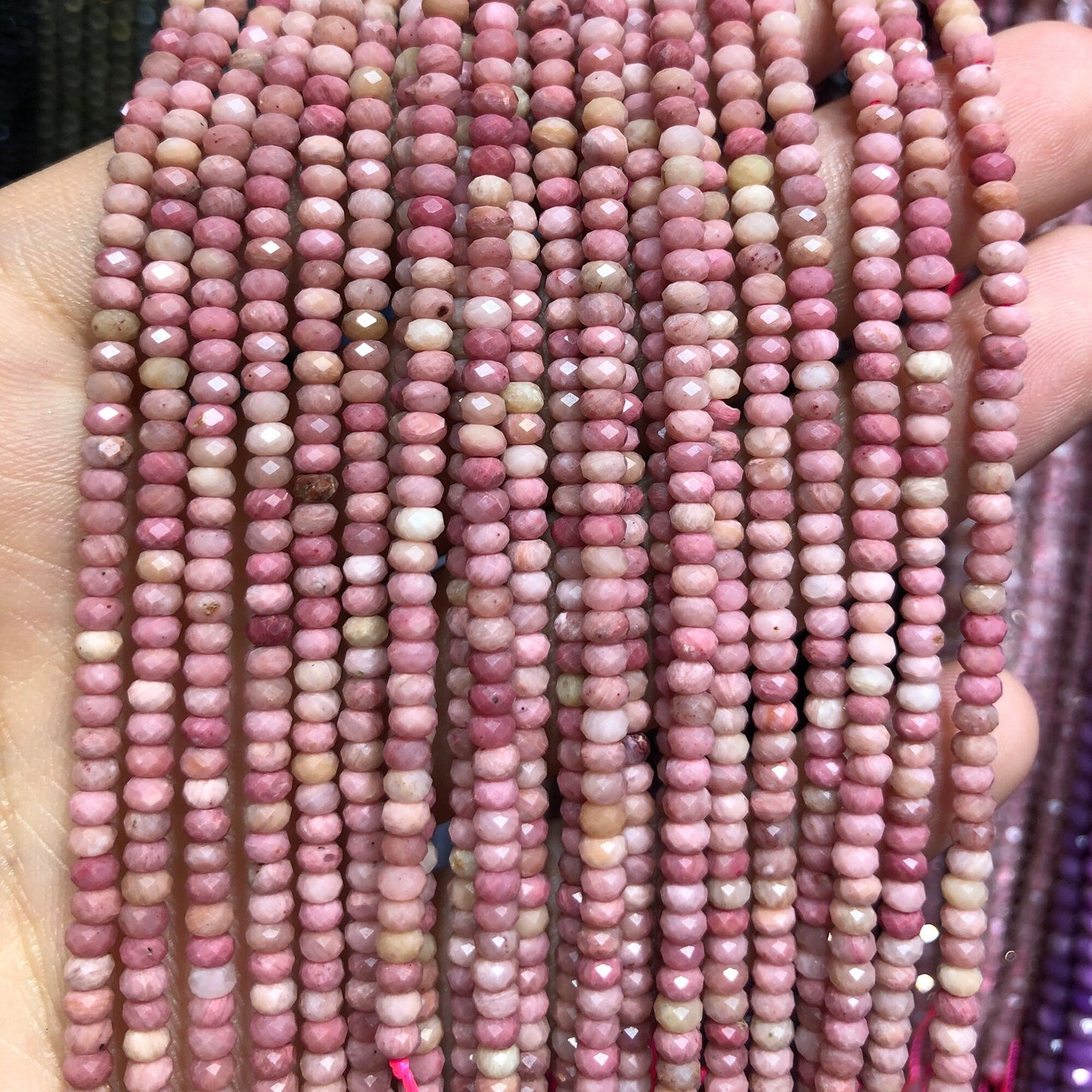 Red Rhodonite Nice Cut Rondelle Faceted Beads 2x3mm 15''