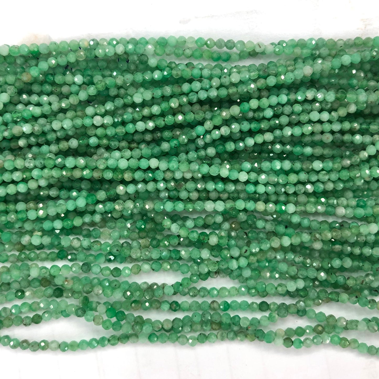 Emerald Faceted Beads 2mm 3mm 15''