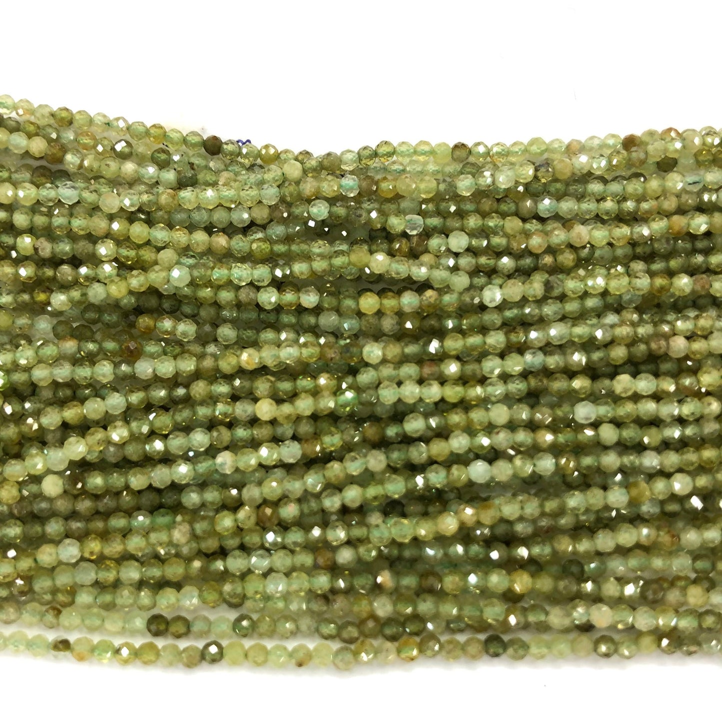 Grøn granat facetteret, naturlig ædelsten, rund ægte sten 2mm 3mm 4mm 15''