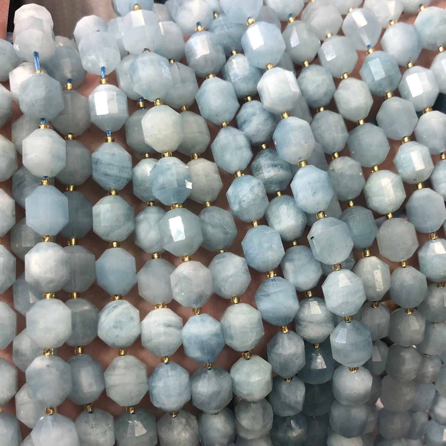 Aquamarine Faceted Beads 10mm 15''