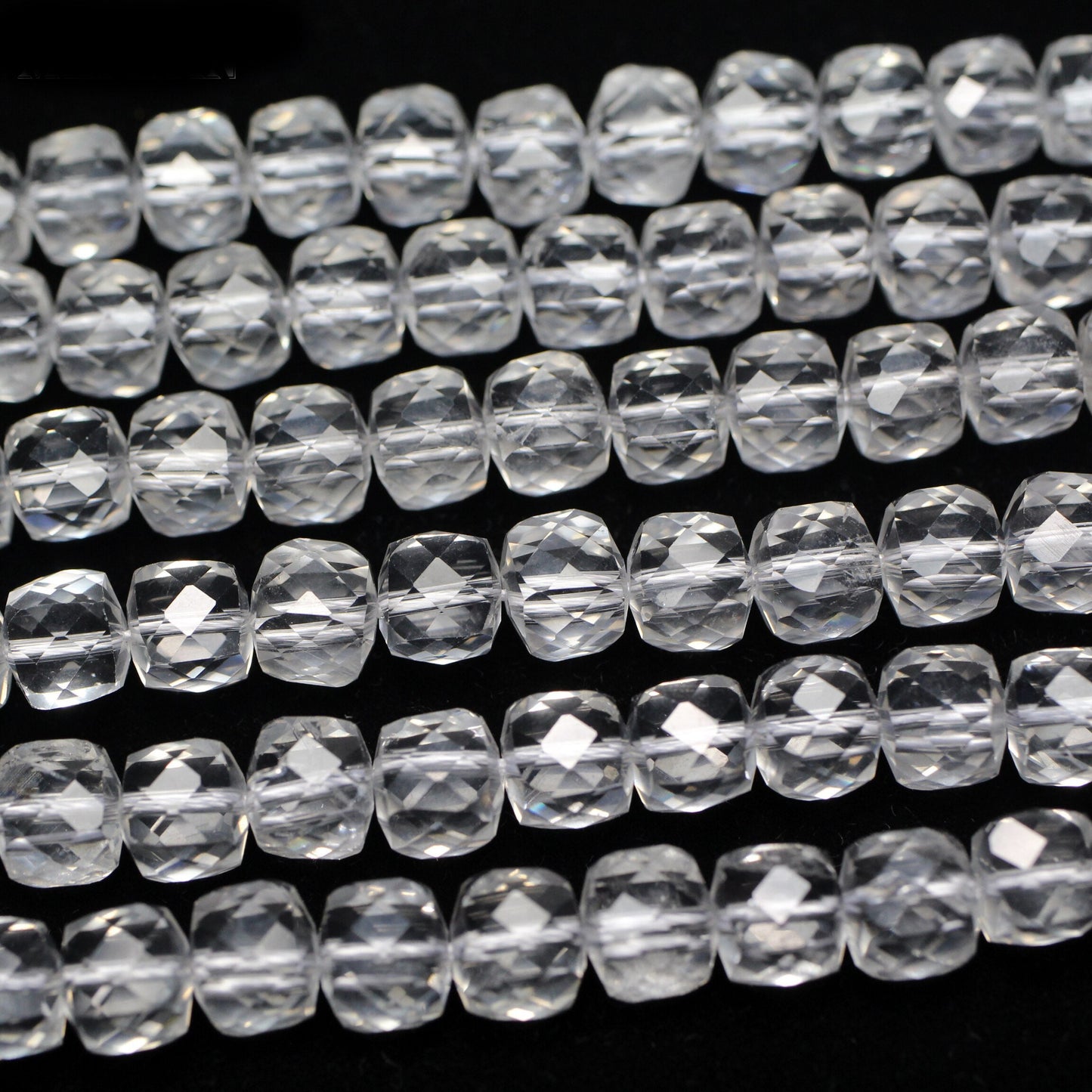 Rock Crystal Quartz Cube Faceted Beads 8mm 15''