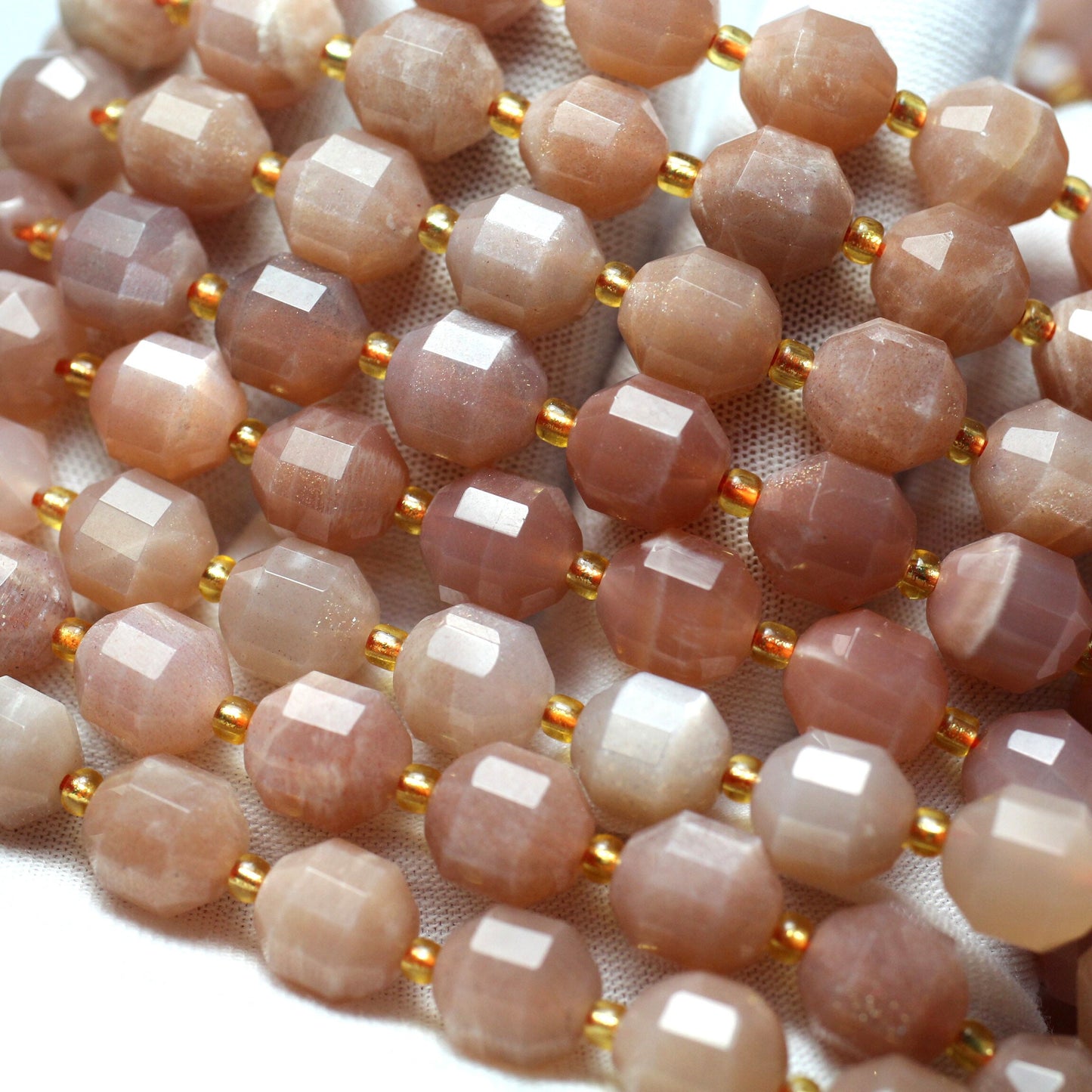 Perles tubulaires à facettes en pierre de soleil 8 mm 10 mm 15''