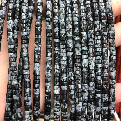 2x4mm Snowflake Obsidian Rondelle Beads 15''