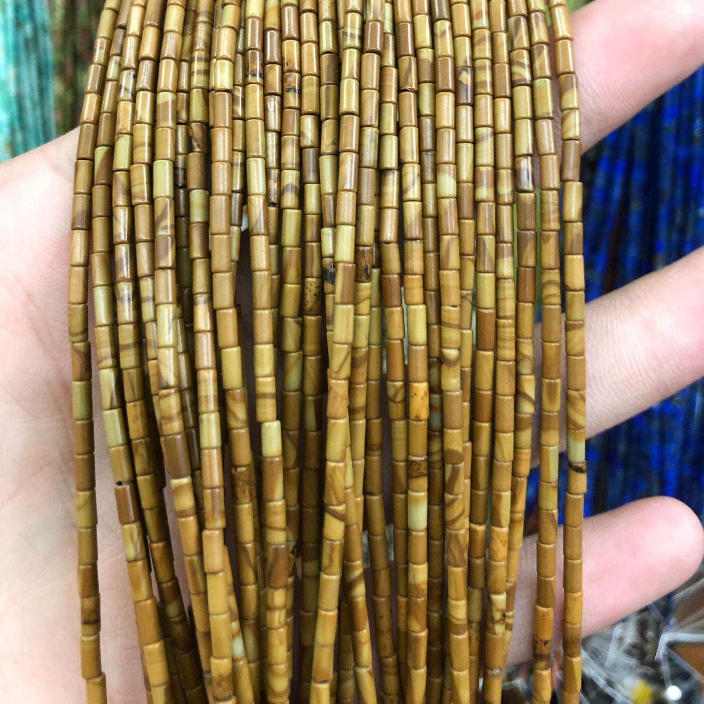 2x4mm Grain Jasper Tube Beads 15''