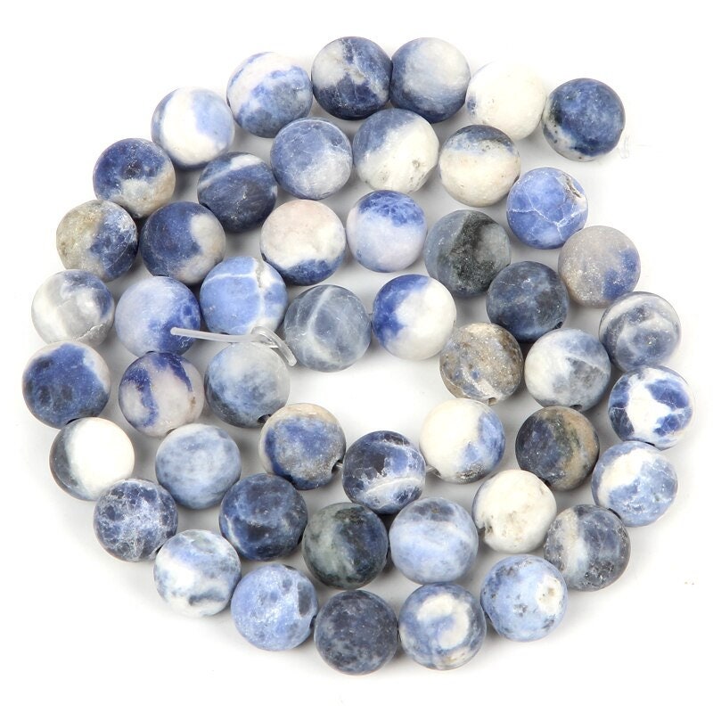 Blue White Sodalite Matte Beads Natural Gemstone Beads 6mm 8mm 10mm 15''